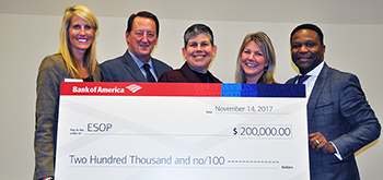 Photo of Bank of America check presentation